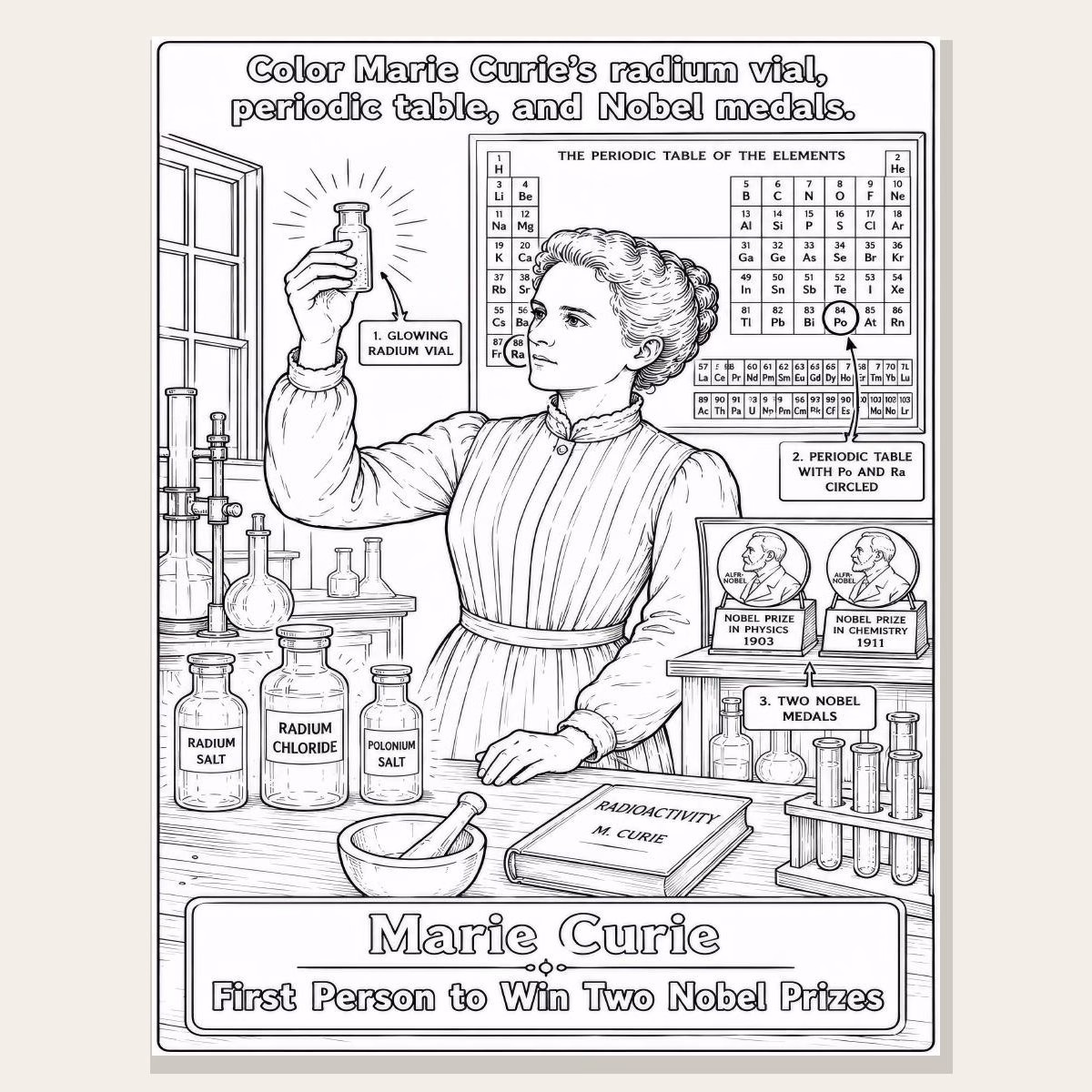 FREE Marie Curie & Grace Hopper Coloring Pages — Women Inventors, Grades 4–8
