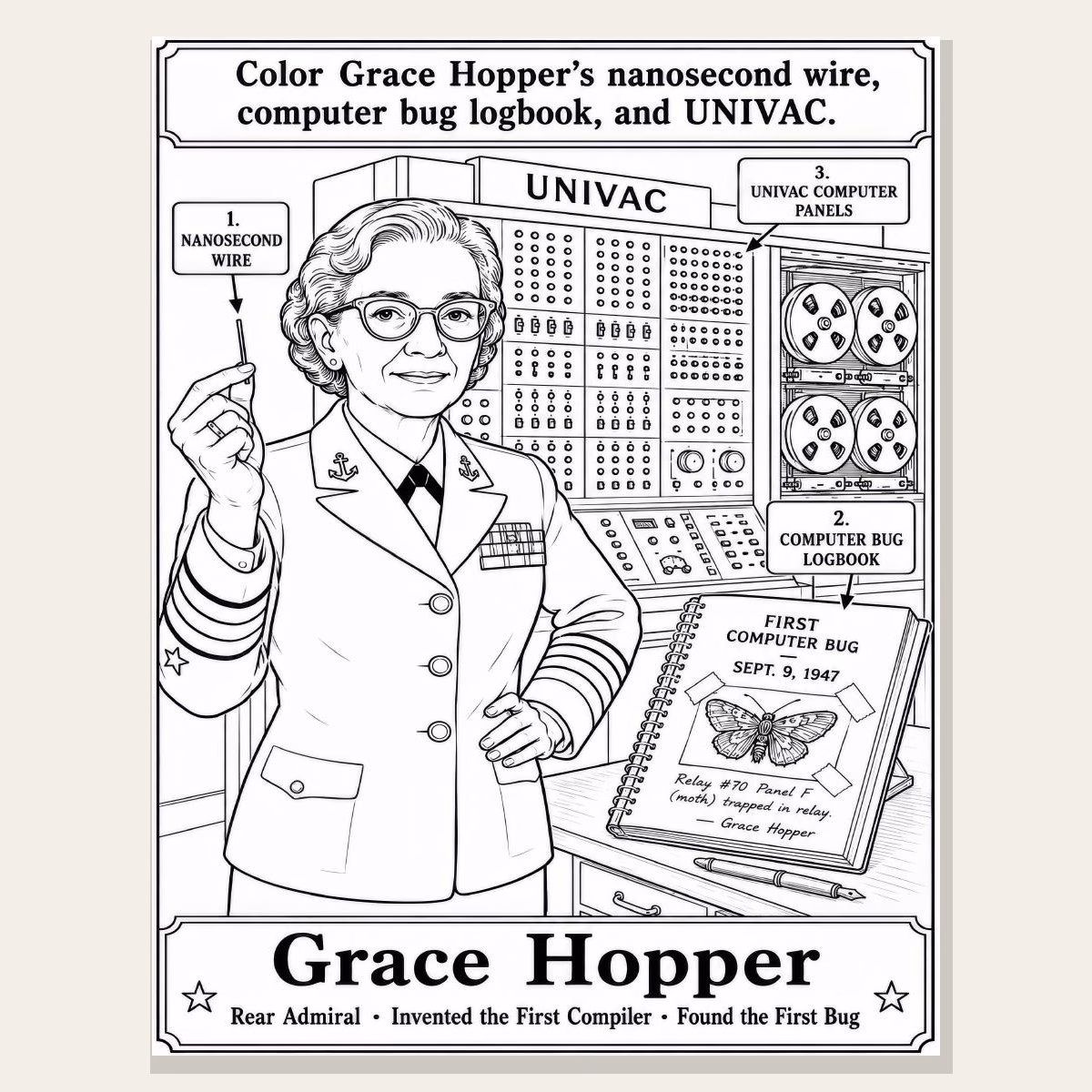 FREE Marie Curie & Grace Hopper Coloring Pages — Women Inventors, Grades 4–8 - Image 2