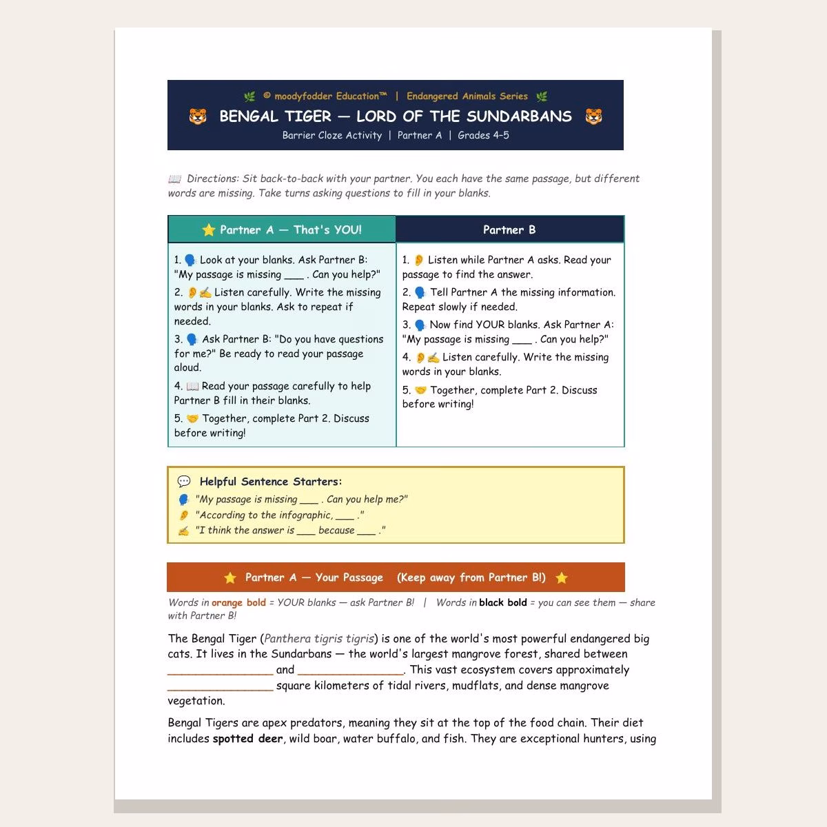 Endangered Animals Series — 10 ELA + Science Units for Grades 4–5, with ELL Supports (154-Page PDF) - Image 4